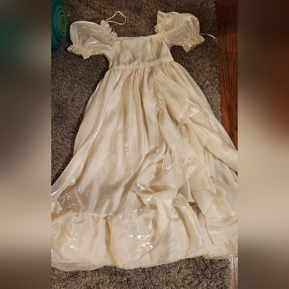 Ivory Organza Gown With Slit